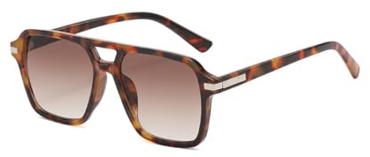 AOWVUTS Retro Occhiali da Sole Quadrati Donna Uomo Vintage Occhiali Pilota a Doppio Ponte Rettangolari Anni '70 Occhialis Moda Classici Occhialis da Guida Protezione UV400 all'aperto (G)