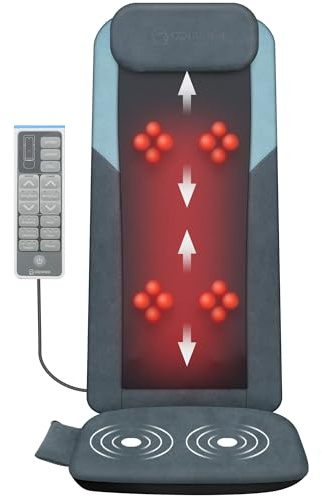 COMFIER Shiatsu Back Massager with Heat, Dual Motor 3D Rollers, Long Track Deep Tissue Kneading, Foldable Massage Chair Pad with Adjustable Height for Back Tension & Muscle Stiffness