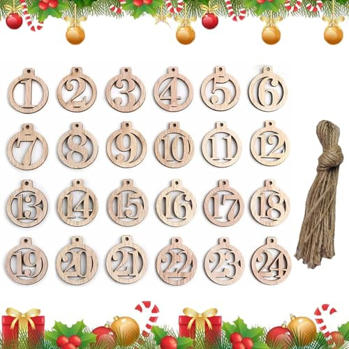 Madera Navidad Calendario de Adviento,Calendario de Adviento,Números Mesa Boda Números,Números de Mesa de Boda,Números del 1 al 24,Adornos Navideños Manualidades Ornamentos
