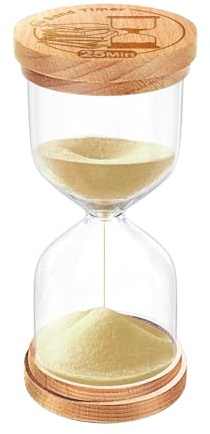 CNCJ Temporizador de arena de madera de 25 minutos, reloj de arena dorado claro para decoración de escritorio, cocina, aula, oficina, estudio, decoración del hogar