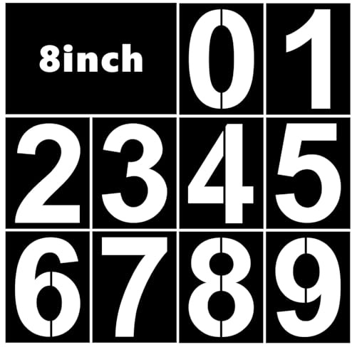 20cm (8”) Large Number Stencils, 10pcs Reusable Plastic Curb Address Number Stencils 0-9 Plastic Address Numbers Stencil Templates for Painting DIY Art Projects Decoration