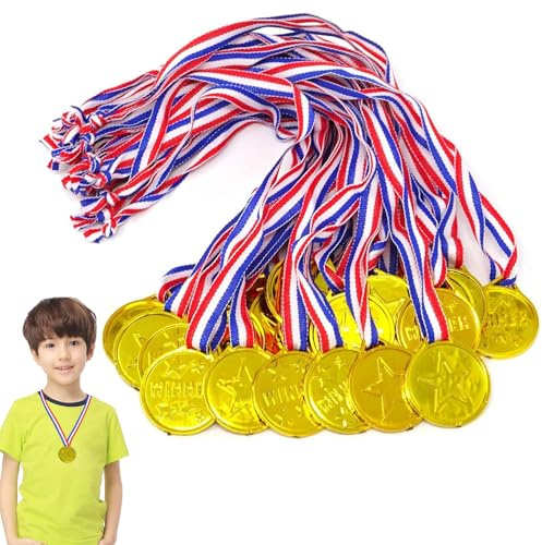 VTYTZZ Medaglie per bambini, 30 pezzi vincitori medaglie d'oro, medaglie per bambini, medaglia, per scuola, giorno sportivo o olimpico, oro per bambini, per sport, concorsi, premi, feste, premi