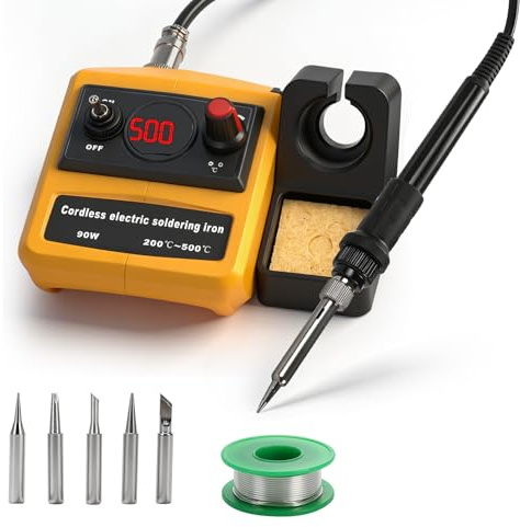 Estación de soldador inalámbrica compatible con baterías DEWALT de 18 V/20 V, pantalla digital LCD de 90 W, estación de soldadura eléctrica con ajuste continuo de 200-500 ℃ (solo herramienta)