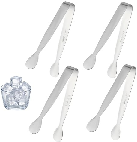 4 Stück Zuckerzange Klein Edelstahl,SüßIgkeiten Zange Küche,Eiswürfelzange,Kleine Zangen Candybar,Candy Bar Zangen,Eiszange für Eiswürfel,Salat,Toaster,Dessert,Buffet,Kochen,Backen,Grillen (S)