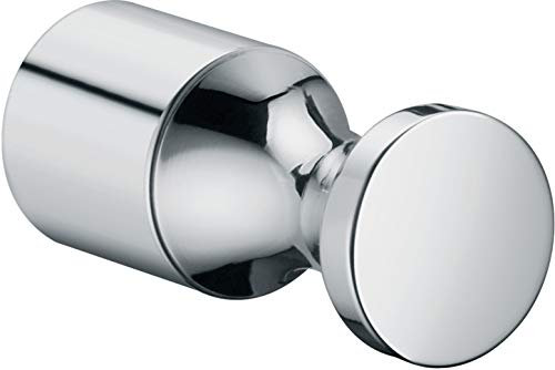 Keuco Handtuchhaken aus Metall, hochglanz-verchromt, rund, für Badezimmer und Gäste-Toilette, Wandhaken für Handtücher und Bademäntel, Elegance