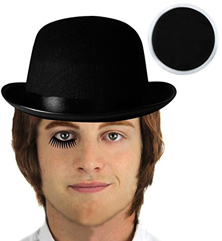Déguisement accessoires du célèbre film orange mécanique avec un chapeau melon + une perruque marron + de la peinture noire pour adulte. Idéal pour les fêtes d'Halloween ou les enterrements de vie de garçon.