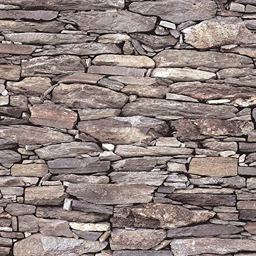 Brick Effect Wallpaper Slate Stone Rustic Weathered Realistic 3D Beige Debona