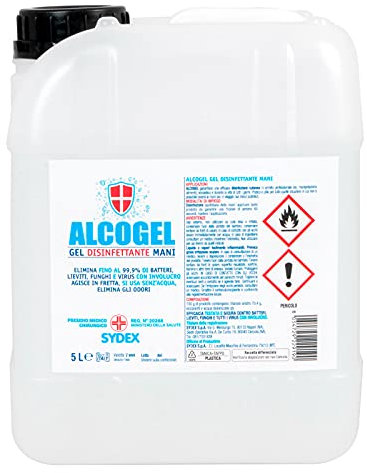 Eurocali Gel Disinfettante Mani Professionale Igienizzante Antibatterico - Presidio Medico Chirurgico Elimina Odori Fino al 99,9% di Germi Funghi Batteri e Virus (Tanica da 5L)