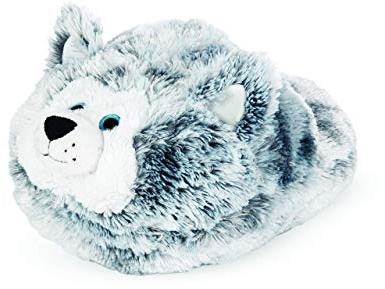 COZY NOXXIEZ Plush Foot Warmers - Farm Animals - Cute Cosy One-piece Animal Slippers With Cuddly Soft Cushion For Kids & Adults (Husky)