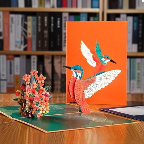 AIBAOBAO Carte Pop Up Colibri 3D, Carte Anniversaire Femme Originale, Carte de Vœux Élégante pour Fête des Mères, Saint-Valentin, Mariage, Cadeau pour Maman et Elle