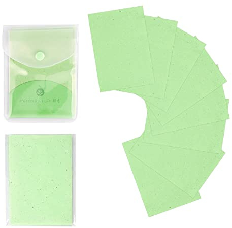 Jagowa 160 Sheets Oil Blotting Paper Oil Control Blotting Paper Natural Facial Portable Oil Blotting Paper Natural Fragrance Men Women Students Facial Tissue (Green, Green Tea)