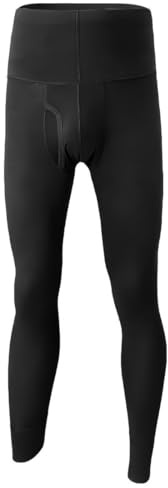 Ouruikia sous-vêtements Thermiques Homme Taille Haute Pantalon Thermique Long Automne Hiver Chaud Base Layer Leggings Coton, Noir, XL