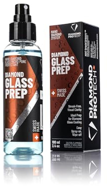 Diamond Glass Prep Detergente per Pulire Vetri Auto, Spray Detergente Parabrezza Auto e Moto Pulizia Vetri Auto contro lo Sporco e Antigraffio - Car Detailing Nanotecnologia Auto - 100 ml