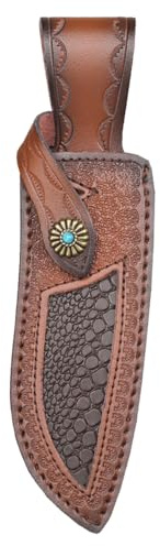 Leather Knife Sheath, Portable Knife Holster with Belt Loop Horizontal Knife Holder for 6.5'' Blade Knives(（not Inclued Knife)
