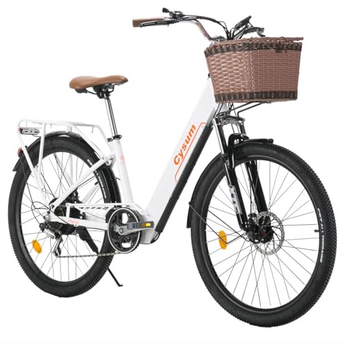 Cityrun Vélo électrique, City E-Bike Femme et Homme, 26 Pouces Pedal Assist vélo électrique, Batterie 36 V 10 Ah, autonomie 80 km, Moteur 250 W, Max 25 km/h (Blanc)