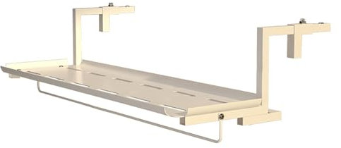 Table De Balcon Suspendue Pliable, Table Balustrade, Table Suspendue Réglable Pour Balustrade Balcon, Table Suspendue Balcon, Table Balcon Rabattable, Pour Extérieur Jardin Bureau Patio(White,60*25cm/