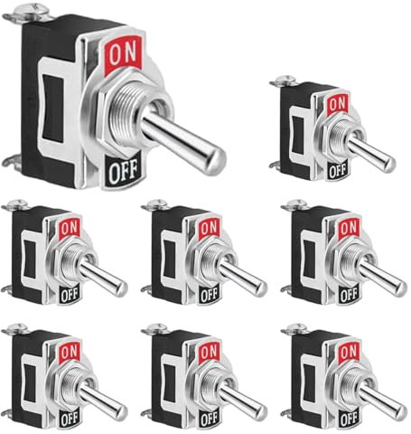 GERUI 8 Stück Wipp-Kippschalter SPST 2 Pin Ein Aus Schalter DC 12V 24V AC 15A 250V 20A 125V Heavy-Duty Metallschalter für Wagen Boot Marine,Geeignet für Industrie-, Automobil fürETEN1021