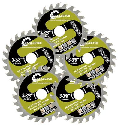 SANLEETEK Disco Corte para Madera - 5 piezas 85mm TCT Hoja de Sierra Circular para Madera Plástico para Amoladora Angular