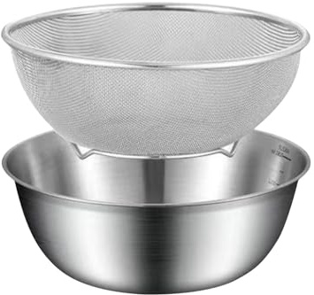 Juego de colador de cocina de acero inoxidable, colador para arroz, escurridor de cocina con cuenco para lavar verduras, arroz