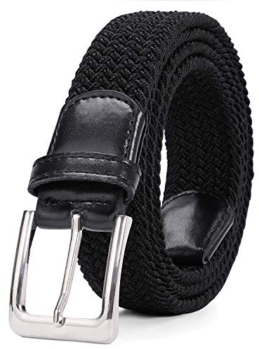 VONMELLI Cintura Elastica Uomo Intrecciata Cintura Uomo in Tessuto Cinturino Elastica Intrecciata Regolabile Casual Cinture Vintage Cinture Da Golf per Jeans Nero M