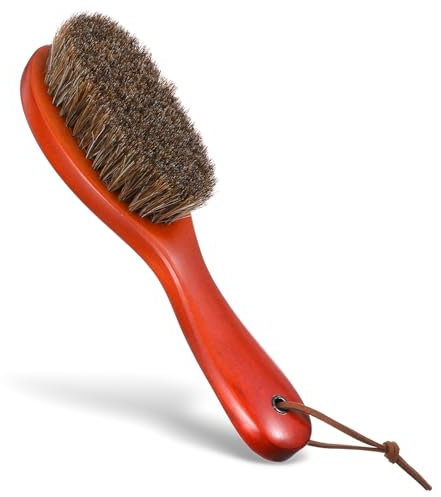Ptwola Horse Bristle Garment Care Brushes Pure Clothes Brush Laundry Stain Brush with Wood Handle for Removes Lint Pet Hair debris from Jackets Hats Hoods Couch Suits Cashmere Velvet Suede Shoe