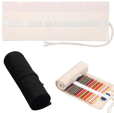 LEOINAER 36 Löcher Stifterolle Rollmäppchen Verpackungshalter Bleistift Wrap, 2 Stück, 36 Fächer, Robuste Baumwolle, Ideal für Künstler und Schüler