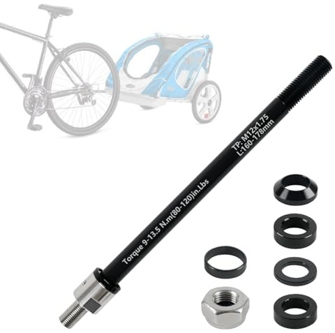 TALOEYH - Adattatore per asse passante, M12 160-178 mm Asse passante con adattatore per asse bicicletta, lunghezza dell'albero regolabile, accoppiamento per rimorchio per bicicletta in lega di