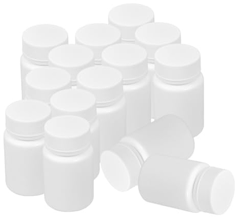 MAGICLULU Bottiglie in Plastica Bianca 50ml con Tappo a Vite, 20 Pezzi, Leggere e Sigillate, per Pillole e Olio di Pesce da Viaggio o Ufficio