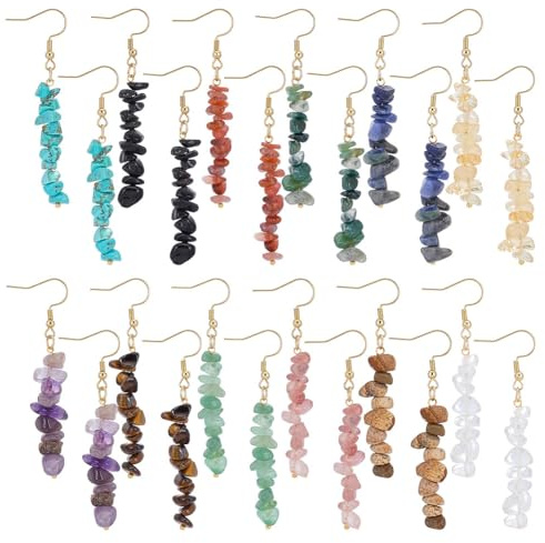 UNICRAFTALE 10 paire Boucles D'Oreilles Pendantes Acier Inoxydable Boucles D'Oreilles avec Pierres Précieuses Boucle d'oreille en Perles de Pierre Bijoux pour Femmes Cadeaux