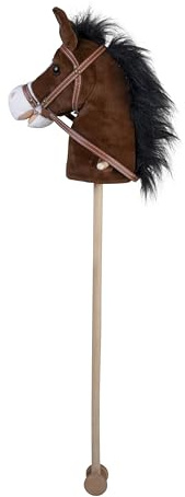 Engelhart Caballo de peluche marrón con sonido y ruedas, 95 cm para niños para jugar y montar a caballo