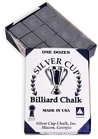 SILVER CUP Billiard CHALK - ONE DOZEN (Charcoal)