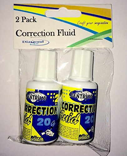 Centrum Correction Fluid Pack of 2, 20 ml, Fast Drying Formula, Useful in Office, Home, School, Art and Craft (2)