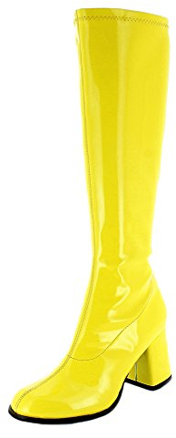 Das Kostümland Gogo Damen Retro Lackstiefel - Gelb Gr. 41 - Tolle Schuhe zur 70er 80er Jahre Disco Hippie Mottoparty