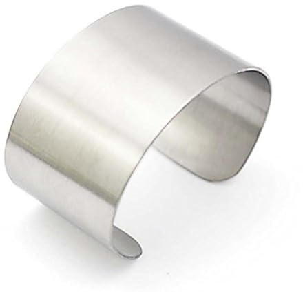COUYA Women's Silver Cuff Bracelet 316L Stainless Steel Polished Matt Satin Cuff Bangle 38mm Wide