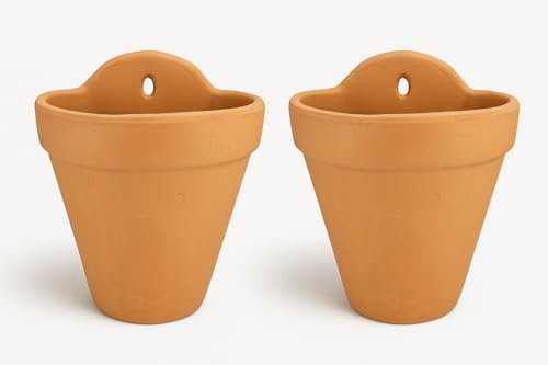 FRANCACOR Pack 2 Maceta Colgante Maceta Colgar Pared Barro Natural 22 cms para Exterior Pack 2 Unidades