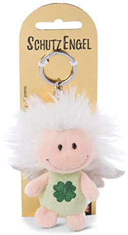 NICI, portachiavi con angelo custode con quadrifoglio e ali glitterate, 7 cm, portafortuna, per mazzo di chiavi, 46123