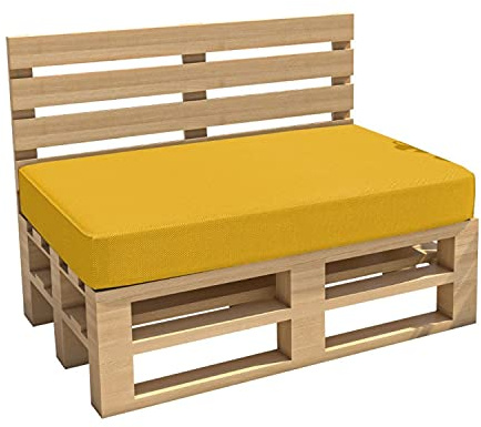 chilly pilley Coussin De Palette EU Impermeable Coussin De Jardin Intérieur Extérieur Lavable Amovible Coussin De Siège Coussin De Dos (Coussin D'assise 120x60x15, Jaune)