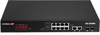 Edimax GS-5210PL - Überwachungs-VLAN 12-Port Gigabit PoE+ Web Smart Switch für Langstrecken mit 2 Gigabit RJ45-Ports und 2 SFP-Ports