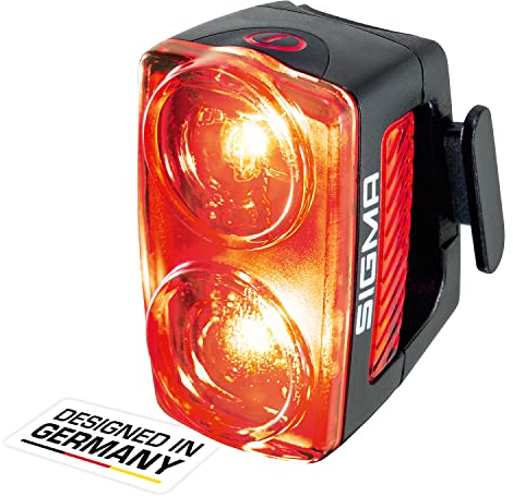 SIGMA BUSTER RL150 | Luce posteriore per bicicletta con funzione di luce di frenata e indicatore di batteria | Potente luce posteriore a LED impermeabile con raggio d'azione di 2000 m