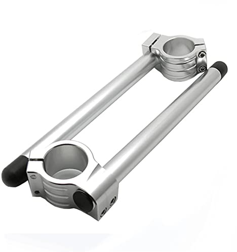 AL-mart Universal Motorcycle 32mm Split Clip-on Handlebar with Mounting Clamps Separate Clip ons Cafe Racer Handlebars Sliver