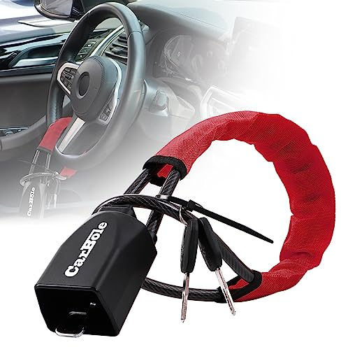 CarBole Blocco del Volante Con 2 Chiavi,Antifurto Auto Blocca,Dispositivo Antifurto di Bloccaggio Auto,Bloccare Contemporaneamente la Presa del Volante e della Cintura di Sicurezza