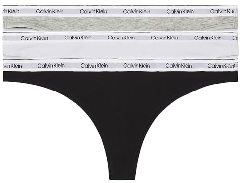 Calvin Klein Strings Femme Lot de 3 Modern Logo Tangas, Multicolore (Black/White/Grey Heather), XXL