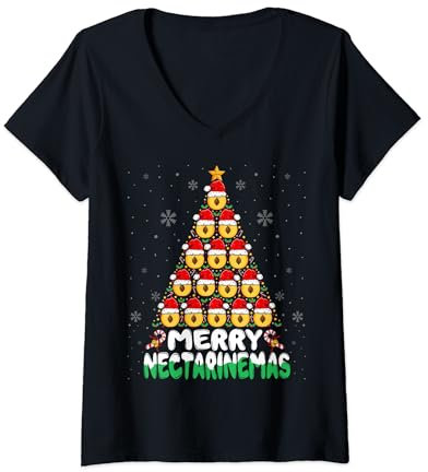 Nectarine Christmas Shirt Merry Nectarinemas Christmas Tree V-Neck T-Shirt