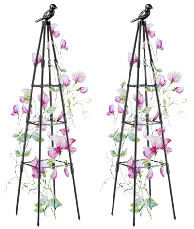 Garden Trellis, 47 Plant Trellis for Potted Plants Flowers Vegetables and Vines,Tomato Cage Tower,Garden Obelisk Trellis,Plant Support Stand for Climbing Plants Outdoor and Indoor-2 Pack