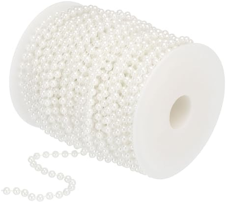 YOKIVE White Pearl Wired Garland, 98.4Ft Exquisite Artificial Pearls Strands 5mm OD Faux Pearl Beads Garland for Wedding Party Decoration DIY Crafts