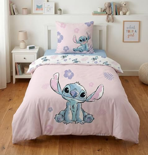 Stitch Pink Funda Nórdica Cama 90 140x200 + Funda Almohada Algodón