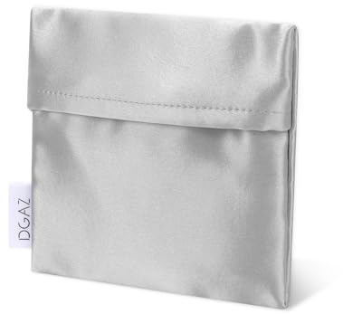 DGAZ Sanitary Napkin Storage Bag, Period Bag for Women, Teen Aged Girls | Portable Period Bag for Panty Liners/Menstrual Cup/Small Tampons, Mini Makeup Bag for Purse(Gris Perle)
