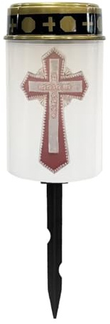 Uorisanigo Cross Solar Grave Lights - Solar Powered, Waterproof, Flameless Prayer Candle Lamps
