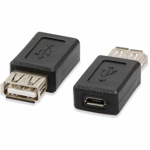 TECHZOCO Adaptador Micro USB Tipo B Hembra a USB Tipo A Hembra, Convertidor Micro USB a USB A, Negro, 1 Unidad