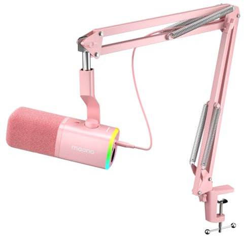 MAONO Micrófono XLR/USB para videojuegos con brazo: micrófono dinámico con software, botón de silencio, control de ganancia, para streaming/podcast, PC, grabación, creación de contenido de YouTube